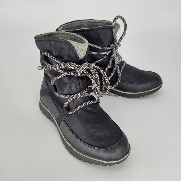 SOREL cozy explorer low ankle lace up winter rain black booties waterproof  6 - Picture 1 of 10